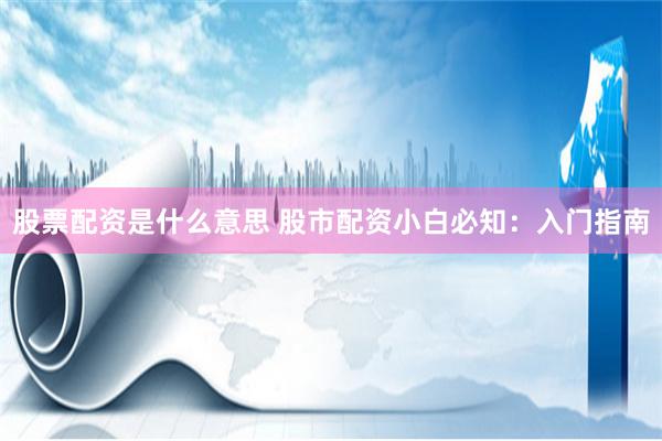 股票配资是什么意思 股市配资小白必知：入门指南